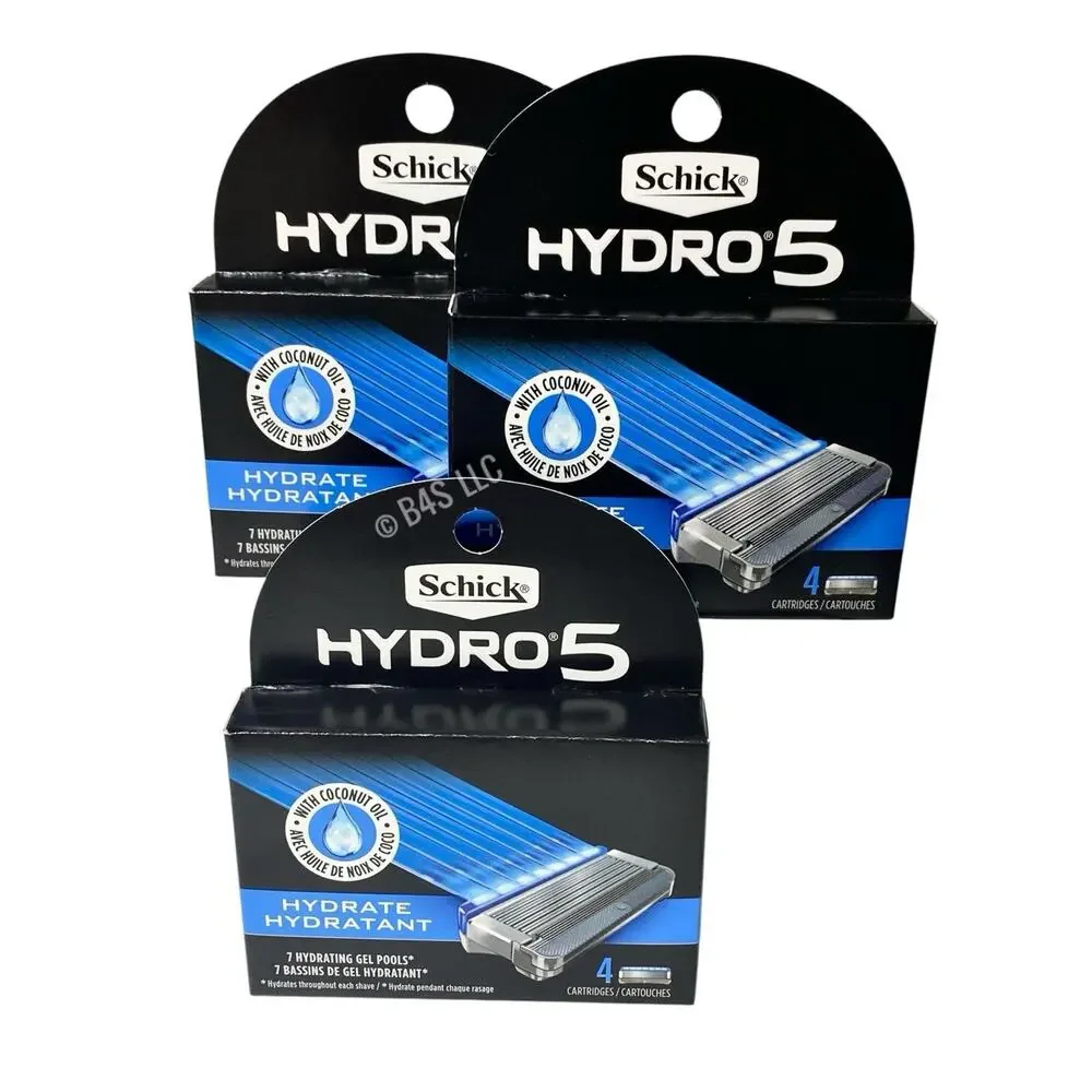 Schick Hydro 5 Hydrate Razor Refills 12 Cartridges (3 Boxes)